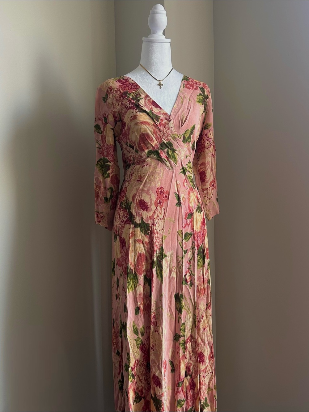 2000's April Cornell Blush Pink Floral Maxi Dress